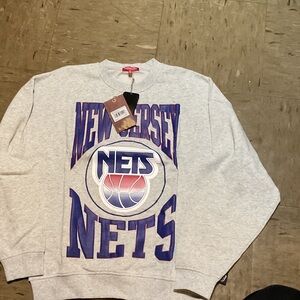 NBA New Jersey Nets Gray and Blue Crewneck Sweater